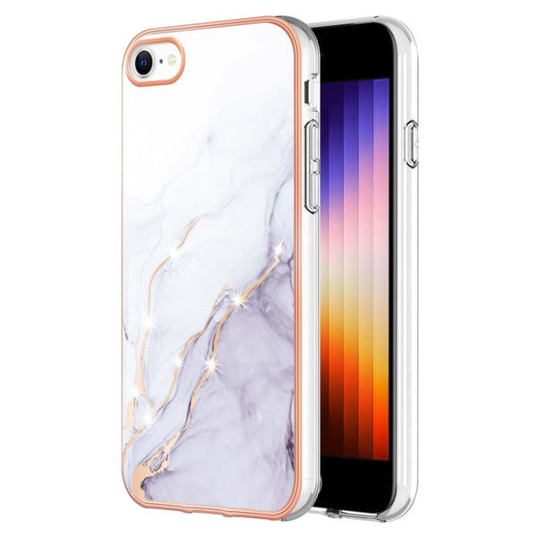 Electroplating Marble Pattern Dual-side IMD TPU Shockproof Phone Case, For iPhone SE 2022 / SE 2020 / 8 / 7