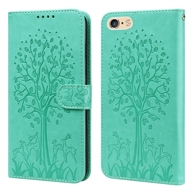 Tree & Deer Pattern Pressed Printing Horizontal Flip Leather Phone Case, For iPhone XS Max, For iPhone 7 / 8 / SE 2020 / SE 2022, For iPhone 11, For iPhone 11 Pro