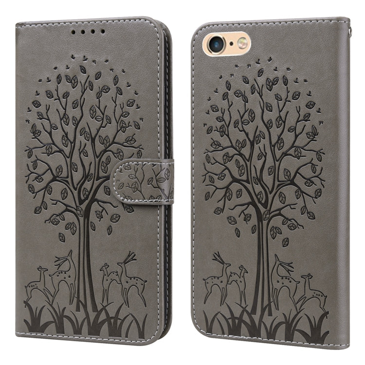 Tree & Deer Pattern Pressed Printing Horizontal Flip Leather Phone Case, For iPhone XS Max, For iPhone 7 / 8 / SE 2020 / SE 2022, For iPhone 11, For iPhone 11 Pro