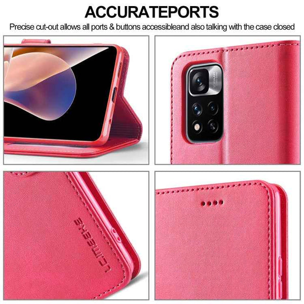 LC.IMEEKE Calf Texture Leather Phone Case, For Xiaomi Redmi Note 11 Pro+ 5G International Version
