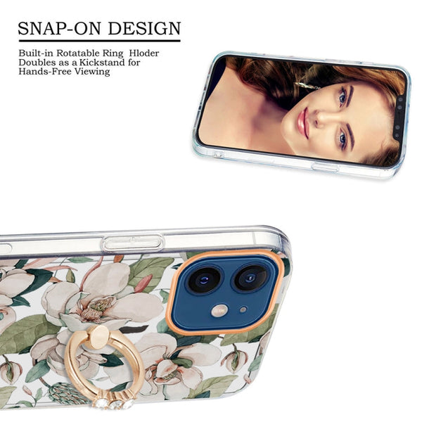Ring IMD Flowers TPU Phone Case, For iPhone 12 / 12 Pro, For iPhone 12 Pro Max, For iPhone 11, For iPhone 11 Pro Max