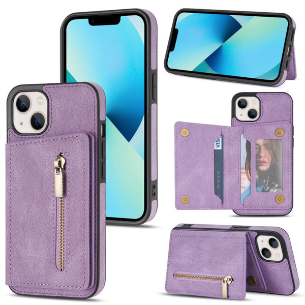 Zipper Card Holder Phone Case, For iPhone 13 mini, For iPhone 13, For iPhone 13 Pro, For iPhone 13 Pro Max