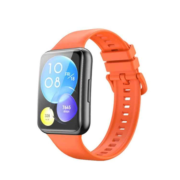 For Huawei Watch Fit 2 Solid Color Silicone Watch Band(Orange)