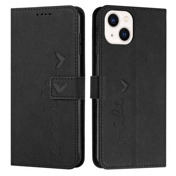 Skin Feel Heart Pattern Leather Phone Case, For iPhone 13, For iPhone 13 Pro, For iPhone 13 Pro Max, For iPhone 12 / 12 Pro