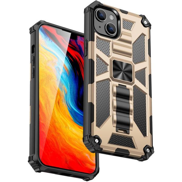 Armor Shockproof TPU + PC Magnetic Protective Phone Case with Holder, For iPhone 14, For iPhone 14 Pro, For iPhone 14 Pro Max, For iPhone 14 Plus