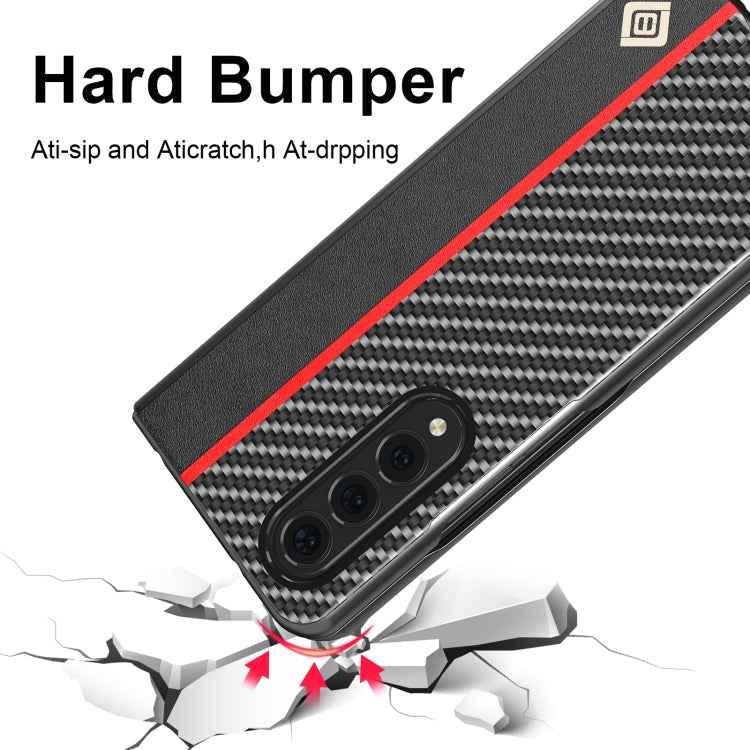LC.IMEEKE Carbon Fiber Horizontal Flip Leather Phone Case, For Samsung Galaxy Z Fold4 5G