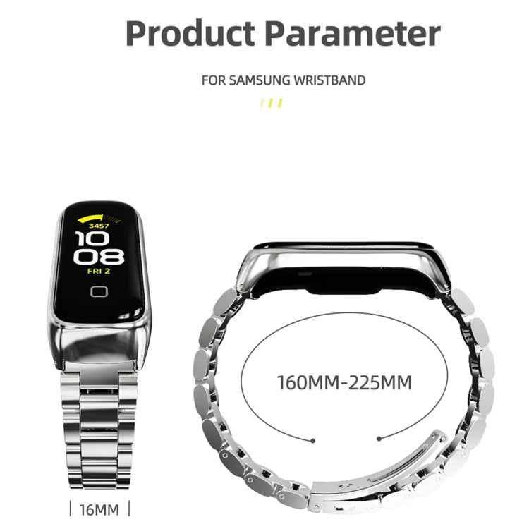 MIJOBS Three-bead Metal Stainless Steel Watch Band, For Samsung Galaxy Fit 2