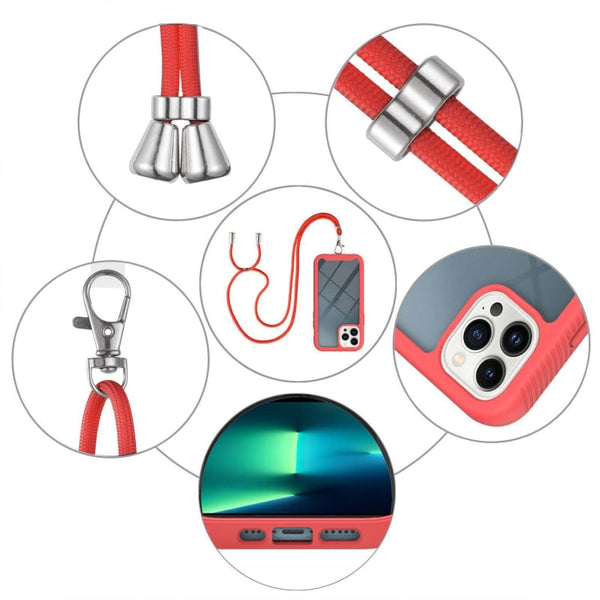 Starry Sky Solid Color Series Shockproof PC + TPU Phone Case with Neck Strap