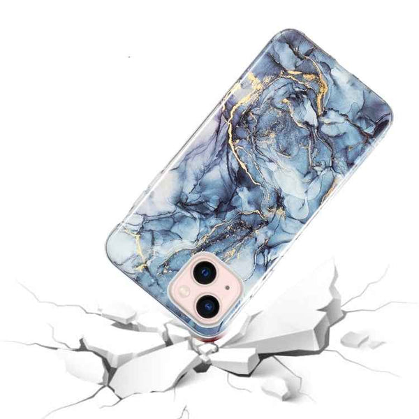 For iPhone 13 mini IMD Marble Pattern TPU Phone Case (Grey)