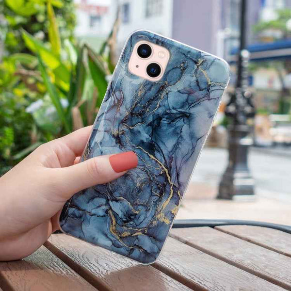 For iPhone 13 mini IMD Marble Pattern TPU Phone Case (Grey)