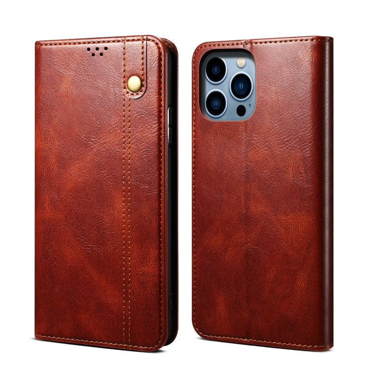 Simple Wax Crazy Horse Texture Horizontal Flip Leather Case, For iPhone 14, For iPhone 14 Plus, For iPhone 14 Pro, For iPhone 14 Pro Max