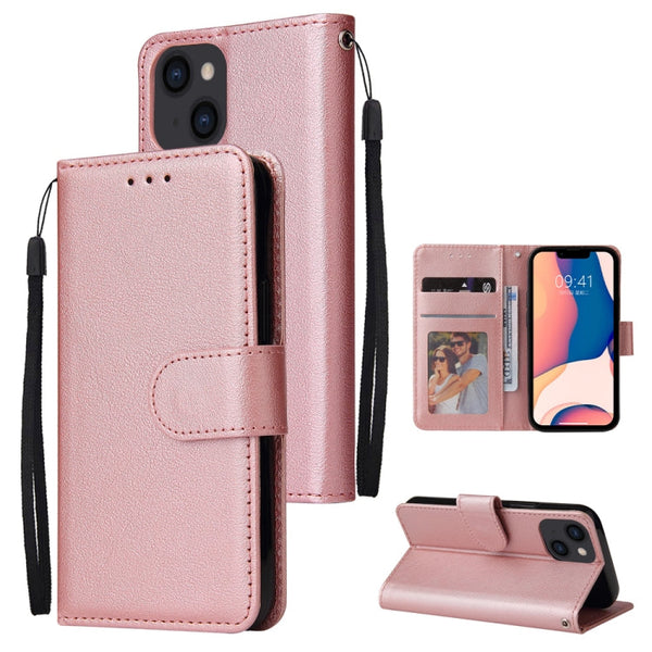 Multifunctional Horizontal Flip Leather Case with Three Card Slot, For iPhone 14, For iPhone 14 Plus, For iPhone 14 Pro