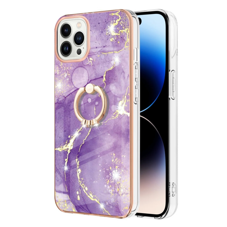 Electroplating Marble Pattern IMD TPU Shockproof Case with Ring Holder, For iPhone 14, For iPhone 14 Plus, For iPhone 14 Pro, For iPhone 14 Pro Max