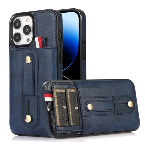 Wristband Kickstand Wallet Leather Phone Case, For iPhone 14 Pro Max, For iPhone 14 Pro, For iPhone 14, For iPhone 14 Plus