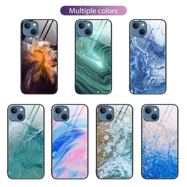 Marble Pattern Glass Protective Phone Case, For iPhone 14, For iPhone 1XR, For iPhone XS Max
