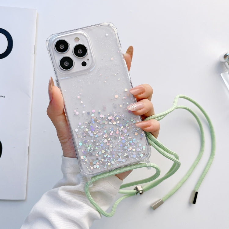 Lanyard Glitter Epoxy Clear Phone Case, For iPhone 14 Pro Max, For iPhone 13 mini, For iPhone 13