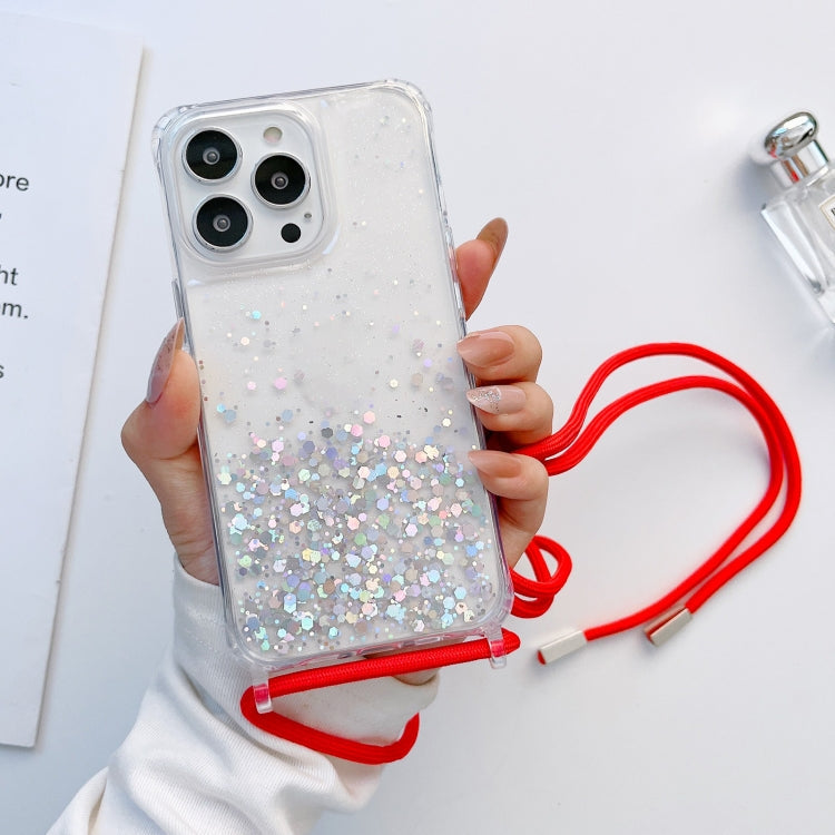 Lanyard Glitter Epoxy Clear Phone Case, For iPhone 12 / 12 Pro, For iPhone 12 Pro Max, For iPhone 11