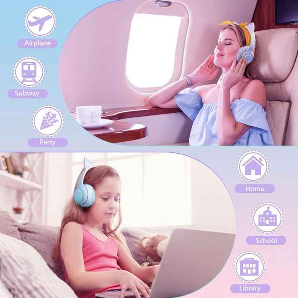 BT029C RGB Dual Modes Cat Ear Wireless Bluetooth Headphone