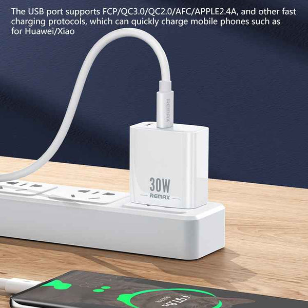 REMAX RP-U82 30W USB+USB-C/Type-C Dual Interface Fast Charger, CN Plug, UK Plug, US Plug
