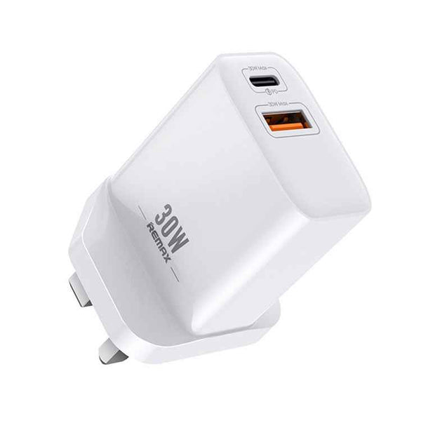 REMAX RP-U82 30W USB+USB-C/Type-C Dual Interface Fast Charger, CN Plug, UK Plug, US Plug