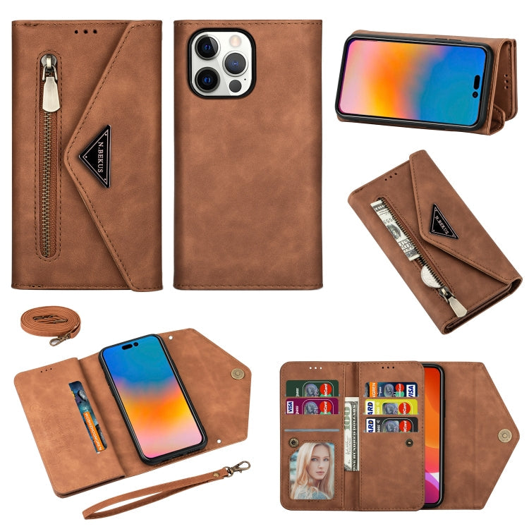 Skin Feel Zipper Horizontal Flip Leather Case, For iPhone 14, For iPhone 14 Max, For iPhone 14 Pro, For iPhone 14 Pro Max