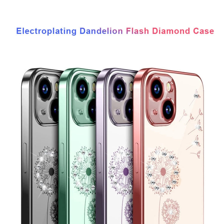 Electroplating Diamond Dandelion TPU Phone Case, For iPhone 14, For iPhone 14 Plus, For iPhone 14 Pro
