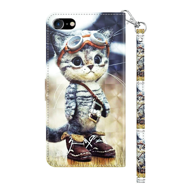 3D Painted Leather Phone Case, For iPhone SE 2022 / SE 2020 / 8 / 7, For iPhone XR, For iPhone 8 Plus / 7 Plus