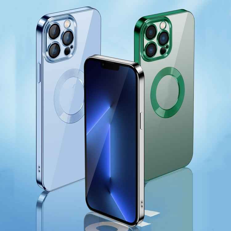 For iPhone 14 Plus 9D Plated Lens Film Clear Phone Case (Silver)