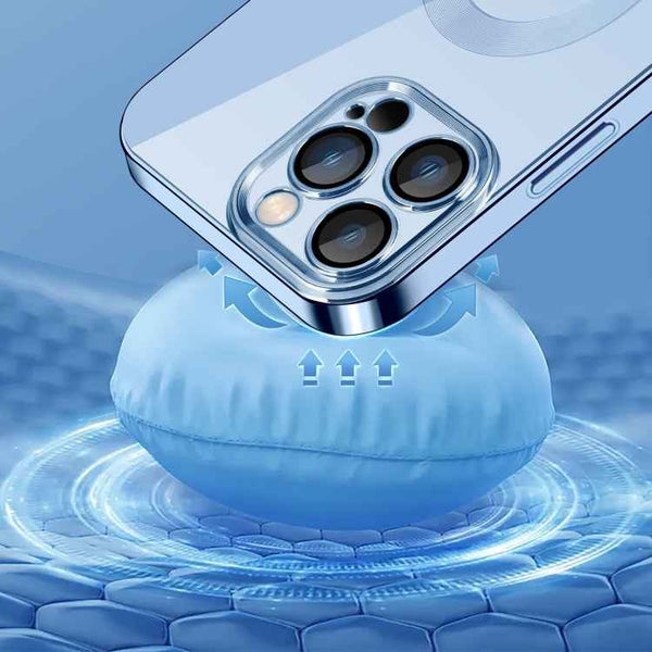 For iPhone 14 Plus 9D Plated Lens Film Clear Phone Case (Transparent)