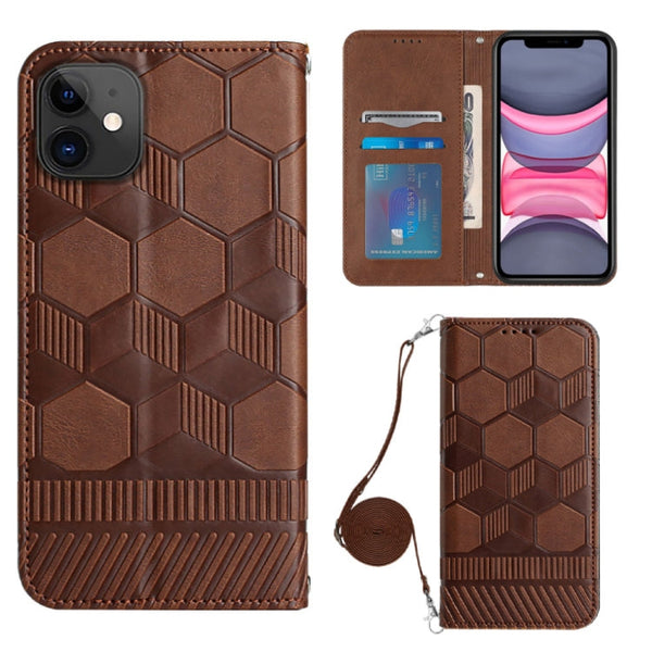 Crossbody Football Texture Magnetic PU Phone Case, For iPhone 11, For iPhone 11 Pro, For iPhone 11 Pro Max, For iPhone 12