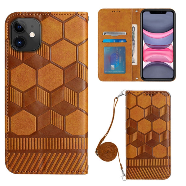 Crossbody Football Texture Magnetic PU Phone Case, For iPhone 11, For iPhone 11 Pro, For iPhone 11 Pro Max, For iPhone 12