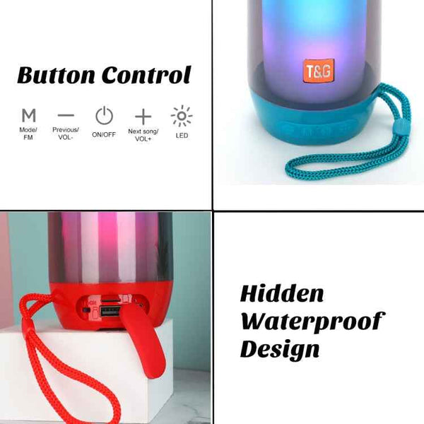 T&G TG643 Portable LED Light Waterproof Subwoofer Wireless Bluetooth Speaker(Black)