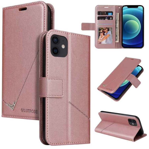 GQUTROBE Right Angle Leather Phone Case, For iPhone 12 mini, For iPhone 12 Pro, For iPhone 12 Pro Max, For iPhone 11