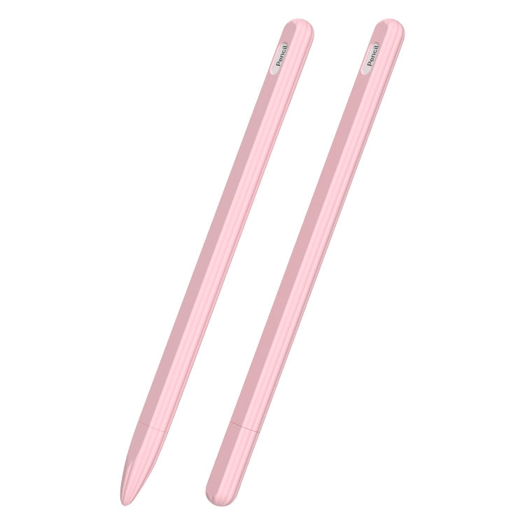 3 in 1 Striped Liquid Silicone Stylus Case with Two Tip Caps, For Apple Pencil 1, For Apple Pencil 2