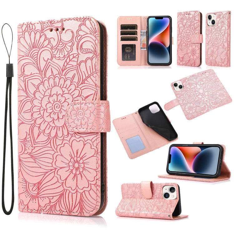Skin Feel Embossed Sunflower Horizontal Leather Case, For iPhone 13, For iPhone 13 mini, For iPhone 13 Pro, For iPhone 13 Pro Max