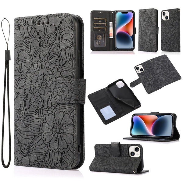 Skin Feel Embossed Sunflower Horizontal Leather Case, For iPhone 13, For iPhone 13 mini, For iPhone 13 Pro, For iPhone 13 Pro Max