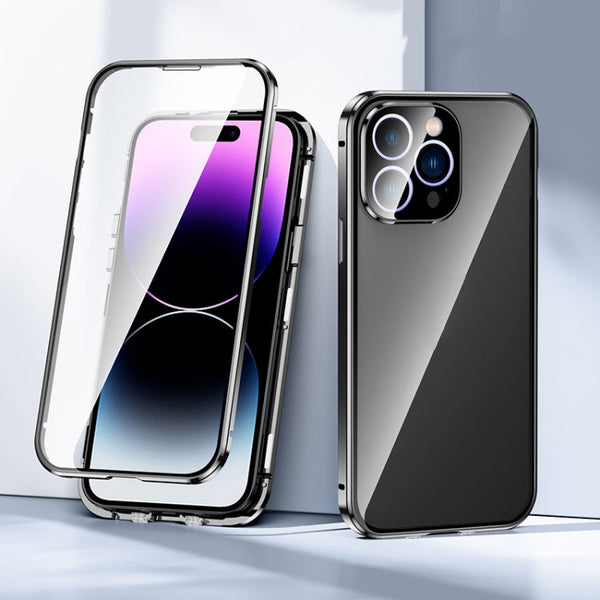 Magnetic Double-buckle HD Tempered Glass Phone Case