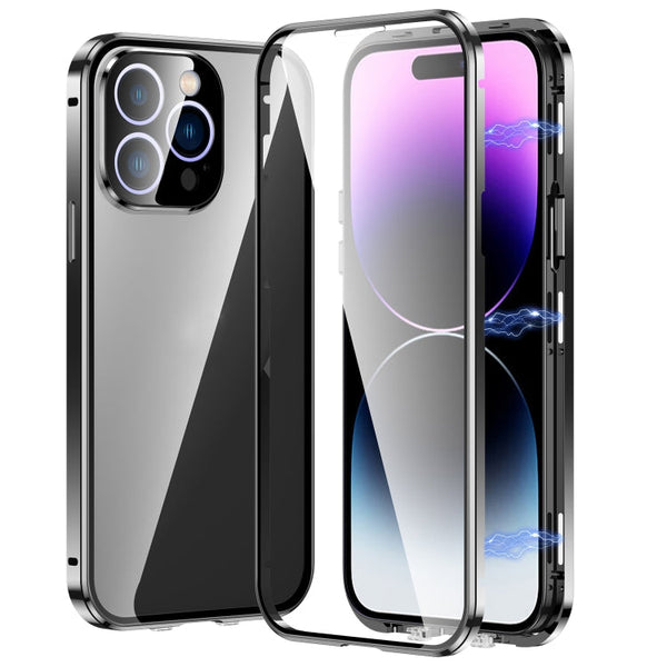 Magnetic Double-buckle HD Tempered Glass Phone Case