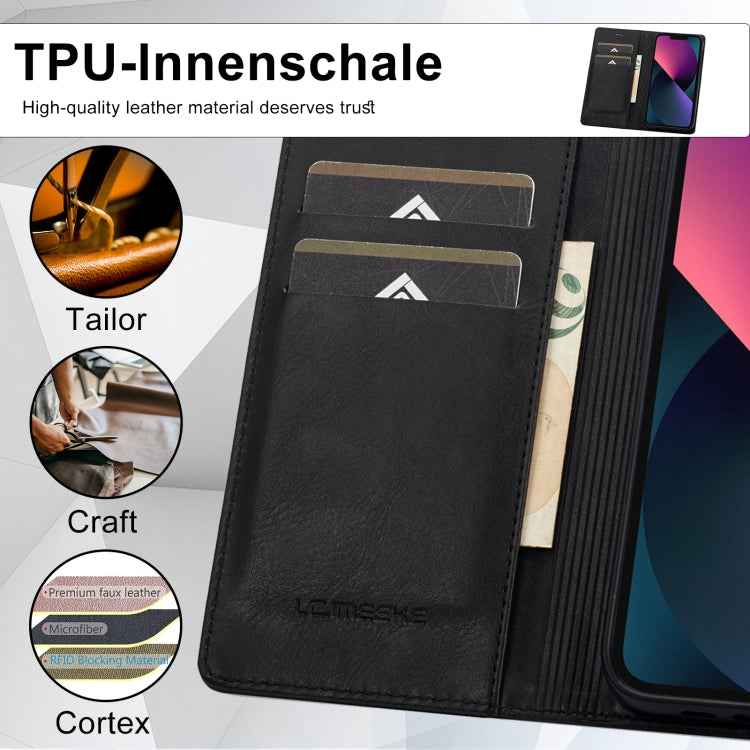 LC.IMEEKE RFID Anti-theft Leather Phone Case, For iPhone 13, For iPhone 13 Mini, For iPhone 14, For iPhone 14 Plus