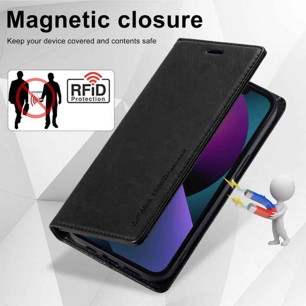 LC.IMEEKE RFID Anti-theft Leather Phone Case, For iPhone 13, For iPhone 13 Mini, For iPhone 14, For iPhone 14 Plus