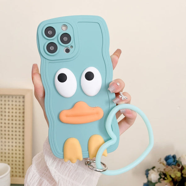 Wave Edge Big Duck Silicone Phone Case with Wristband, For iPhone 14, For iPhone 14 Plus, For iPhone 14 Pro, For iPhone 14 Pro Max