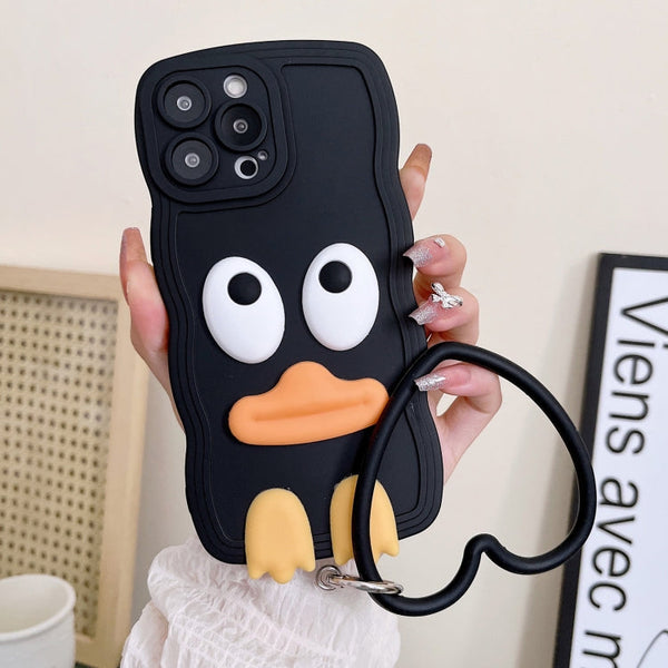 Wave Edge Big Duck Silicone Phone Case with Wristband, For iPhone 14, For iPhone 14 Plus, For iPhone 14 Pro, For iPhone 14 Pro Max