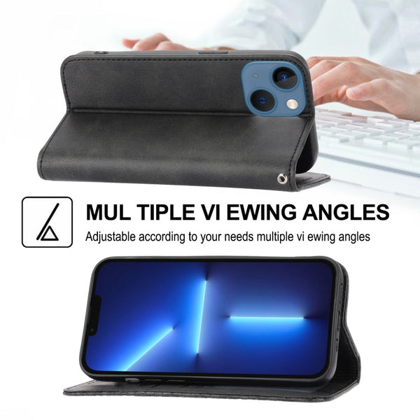 Cubic Grid Calf Texture Magnetic Closure Leather Phone Case, For iPhone 14, For iPhone 14 Plus, For iPhone 14 Pro, For iPhone 14 Pro Max