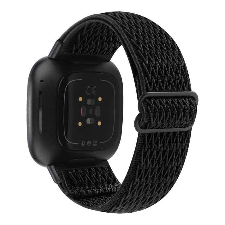 For Fitbit Versa 4 / Sense 2 Universal Wave Nylon Watch Band(Black)