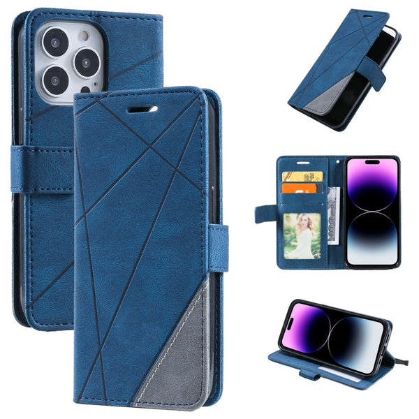 Skin Feel Splicing Leather Phone Case, For iPhone 14 Pro Max, For iPhone 14 Pro, For iPhone 14, For iPhone 14 Plus