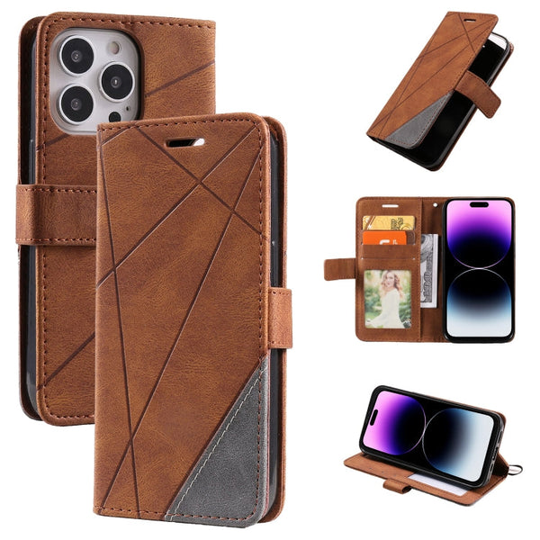 Skin Feel Splicing Leather Phone Case, For iPhone 14 Pro Max, For iPhone 14 Pro, For iPhone 14, For iPhone 14 Plus