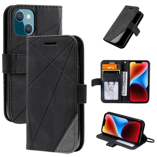 Skin Feel Splicing Leather Phone Case, For iPhone 14 Pro Max, For iPhone 14 Pro, For iPhone 14, For iPhone 14 Plus