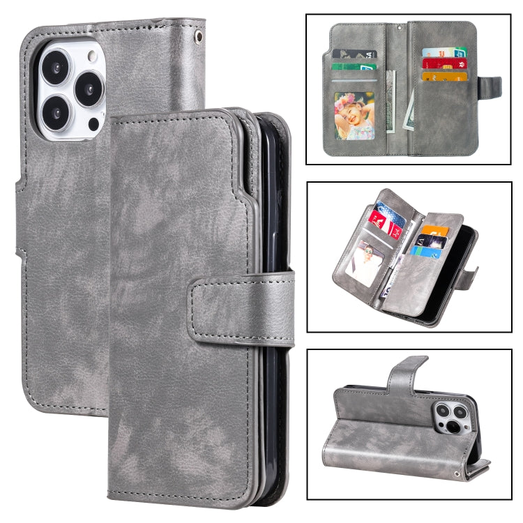 9 Card Tri-Fold Wallets Leather Phone Case, For iPhone 14, For iPhone 14 Plus, For iPhone 14 Pro, For iPhone 14 Pro Max