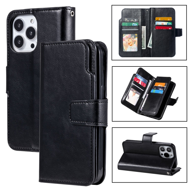 9 Card Tri-Fold Wallets Leather Phone Case, For iPhone 14, For iPhone 14 Plus, For iPhone 14 Pro, For iPhone 14 Pro Max