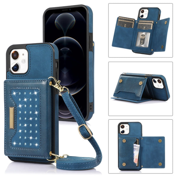 Three-fold RFID Leather Phone Case with Lanyard, For iPhone 11, For iPhone 12, For iPhone 11 Pro, For iPhone 11 Pro Max